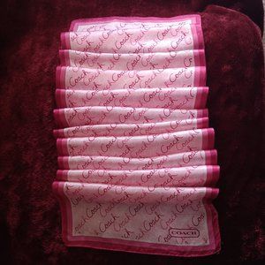 Coach Pink Fuchsia and White 100% Silk Scarf